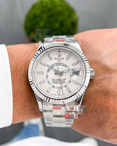 rolex white dial sky dweller